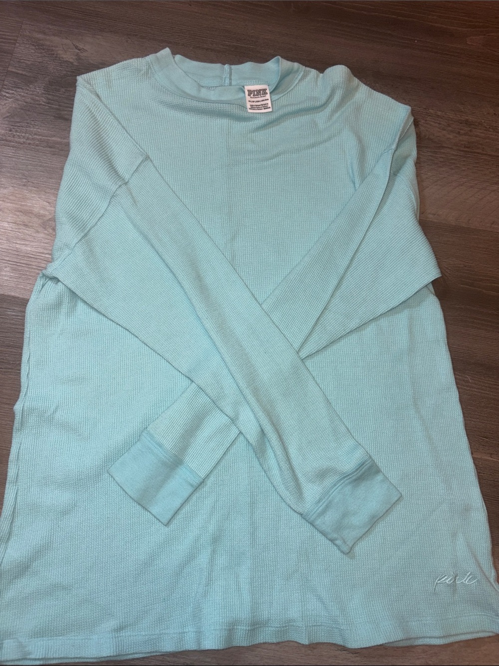 PINK Victoria's Secret Light Aqua Long Sleeve Thermal Top